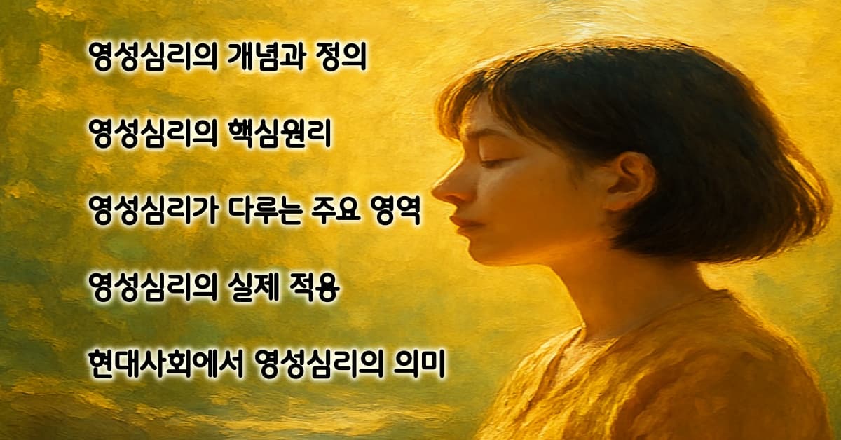 영성심리의 개념과 정의부터 실제 적용까지, 이 글에서 다룰 다섯 가지 주제를 한눈에 보여주는 유화 이미지